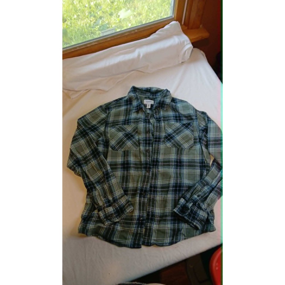 Sonoma Goods for Life Boys Green Plaid Flannel Button Down Shirt Size Lg. HUSKY